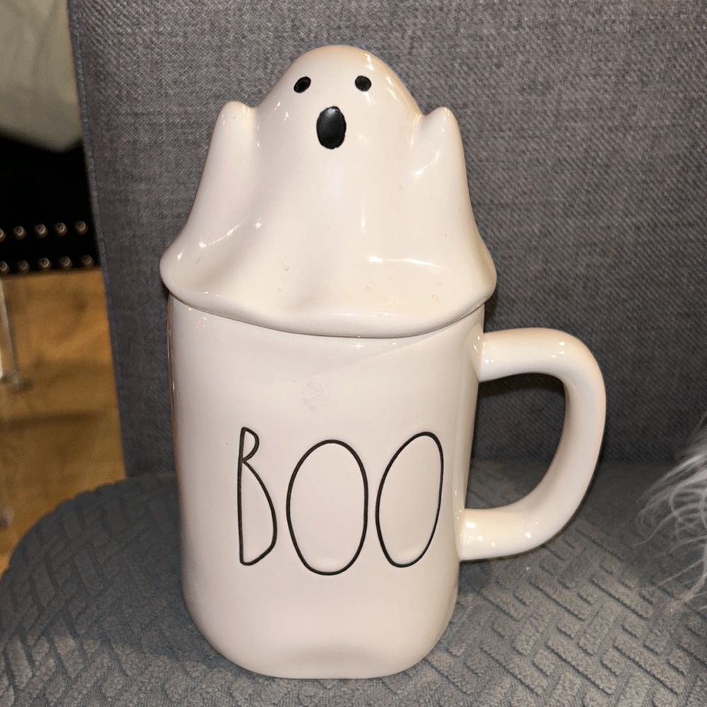 Rae Dunn Artisan Collection Ghost Topper Halloween Coffee Tea Mug